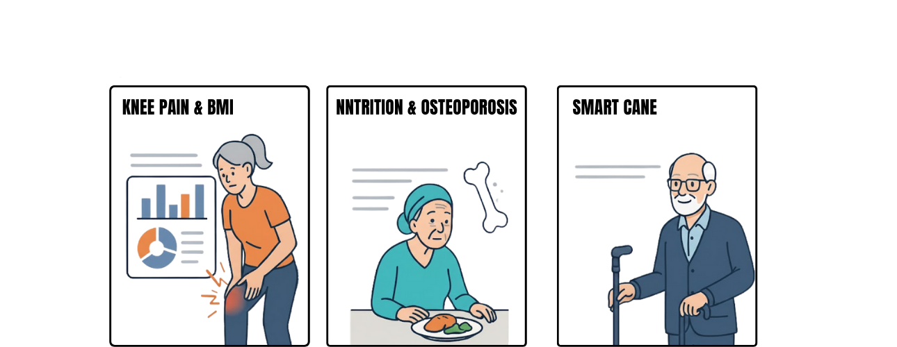 Research and development projects focused on health and technology solutions for elderly populations.